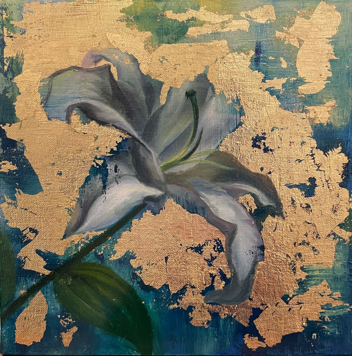 White Lily with Gold by Mary Bryson 