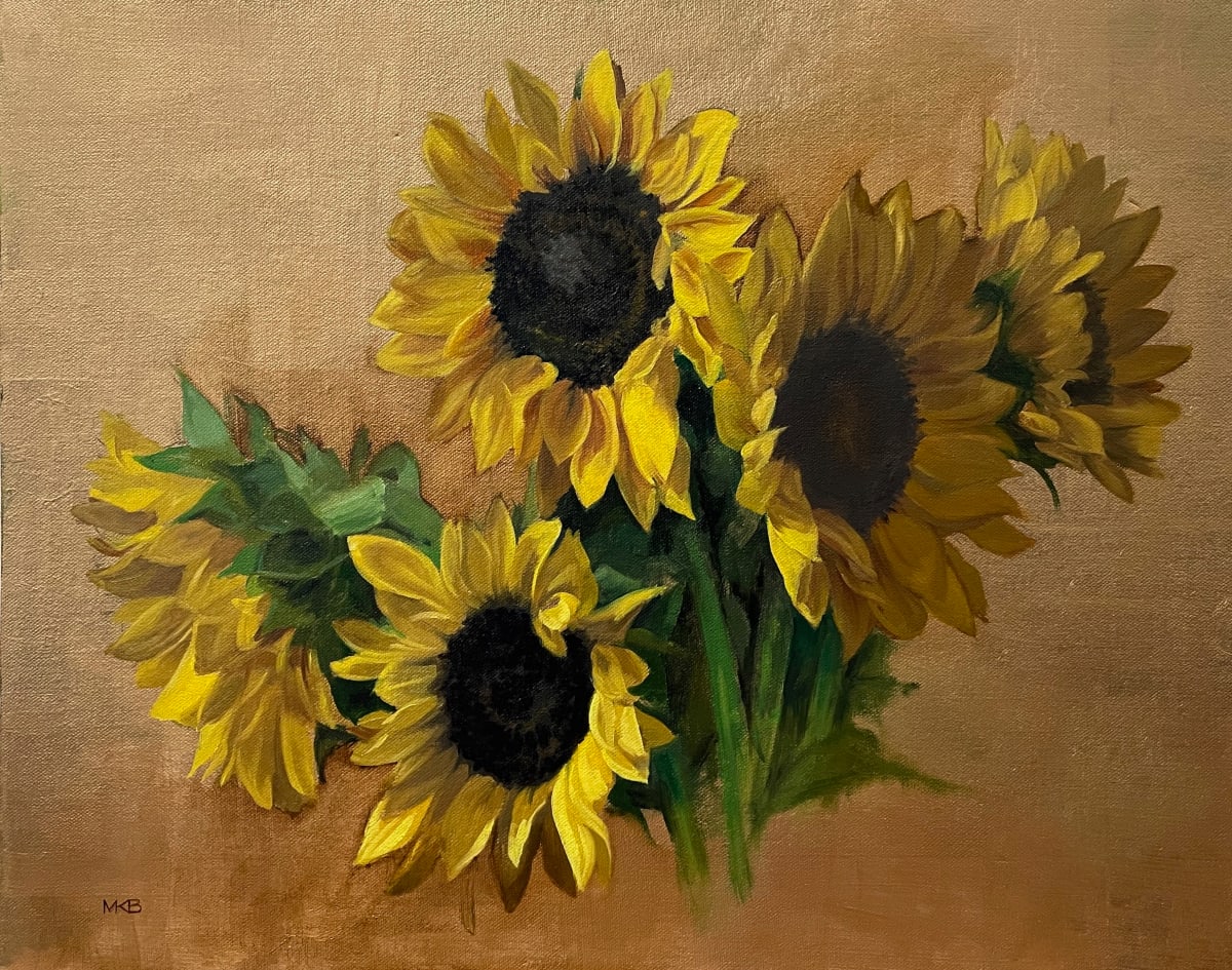 Sunflowers on Gold by Mary Bryson 