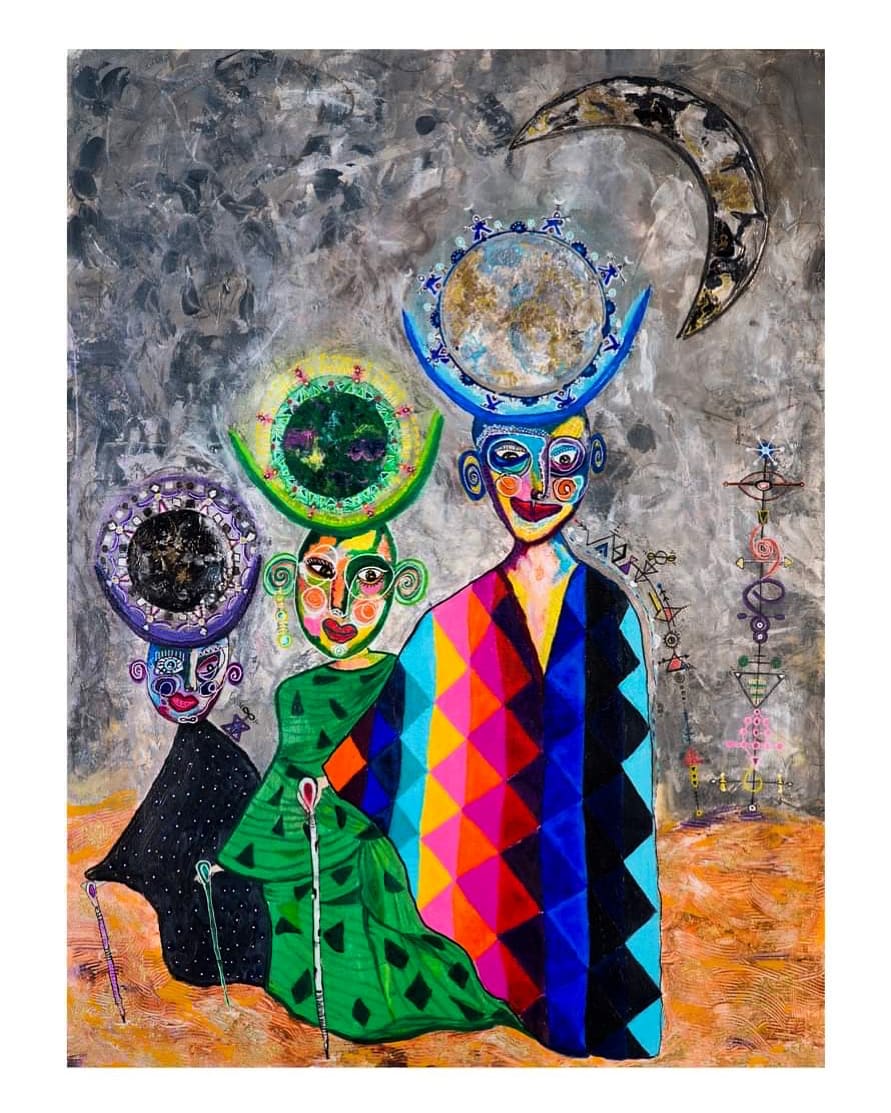 My Tribe by Freeda Kingelin  Image: ‘My Tribe’ painted in acrylics and mixed media on cotton rag paper