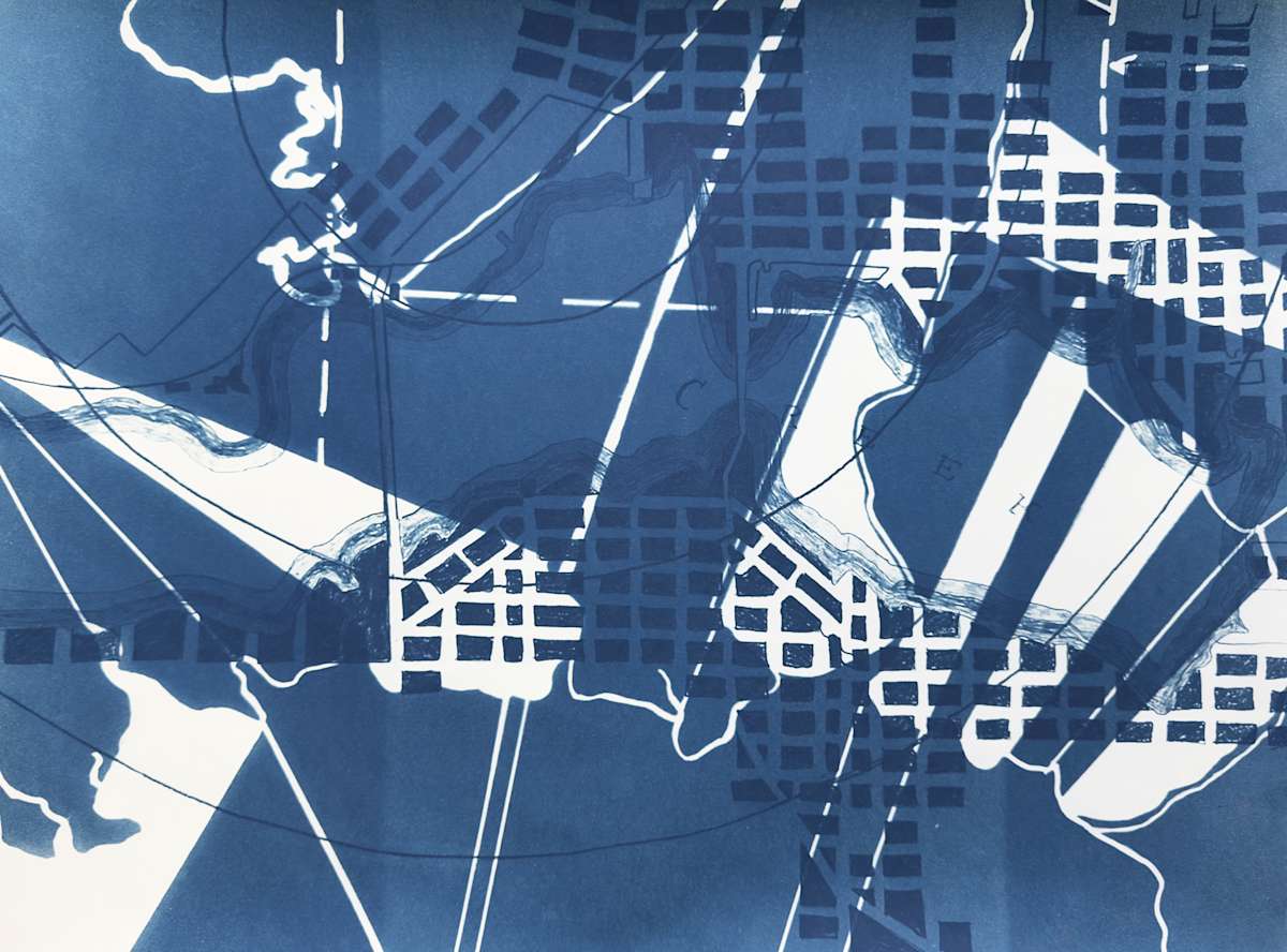 Downburst by Maya Ciarrocchi  Image: Downburst
2024
Double-Exposed Cyanotype on Paper Mounted on Panel
18 x 24 inches
