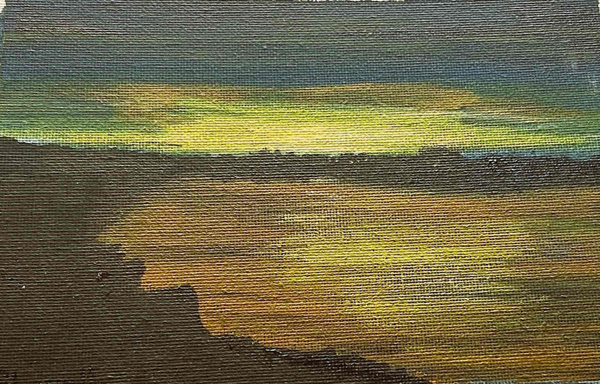 Sunset Lake with different shades by Glynell Art 