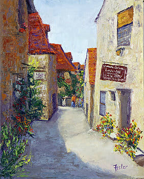 Streets of St. Circ Lapopie by Linda Riesenberg Fisler  Image: The quiet streets of France's second most beautiful town, St. Circ Lapopie sits atop a hill in the center of France. 