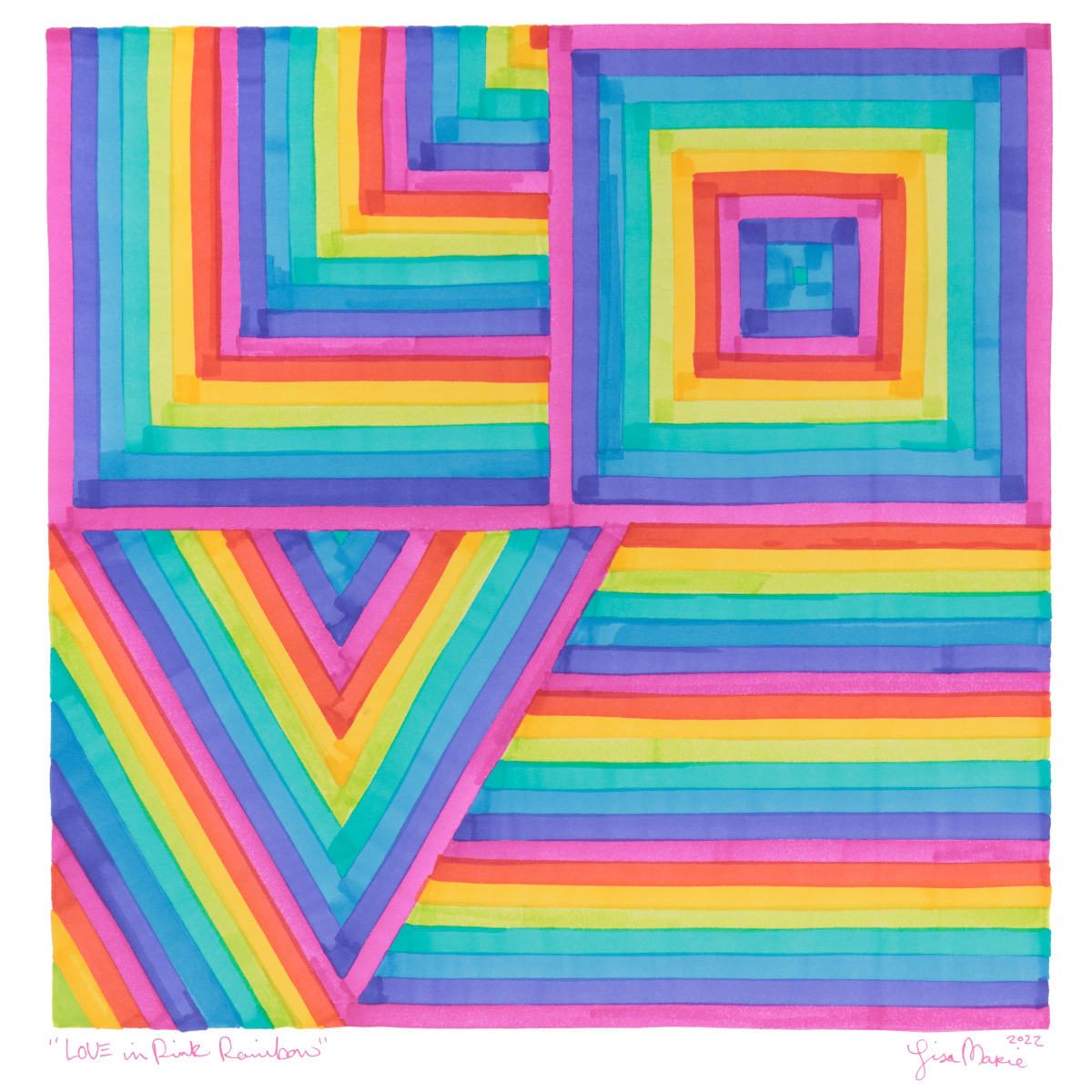 LOVE in Pink Rainbow by Lisa Marie Studio 