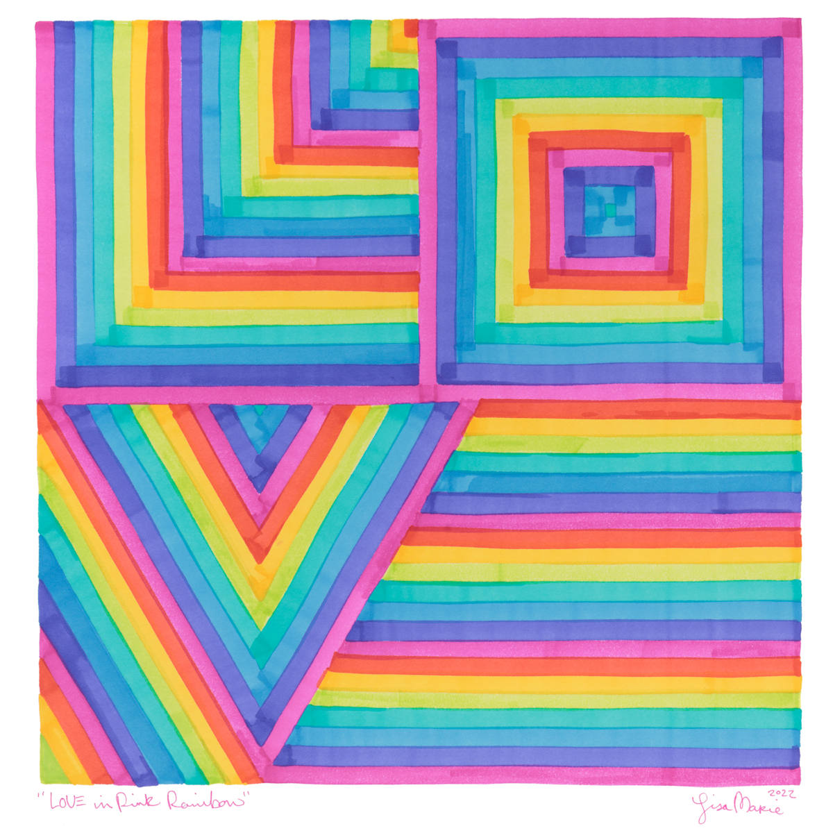 LOVE in Pink Rainbow by Lisa Marie Studio, Image 1.
