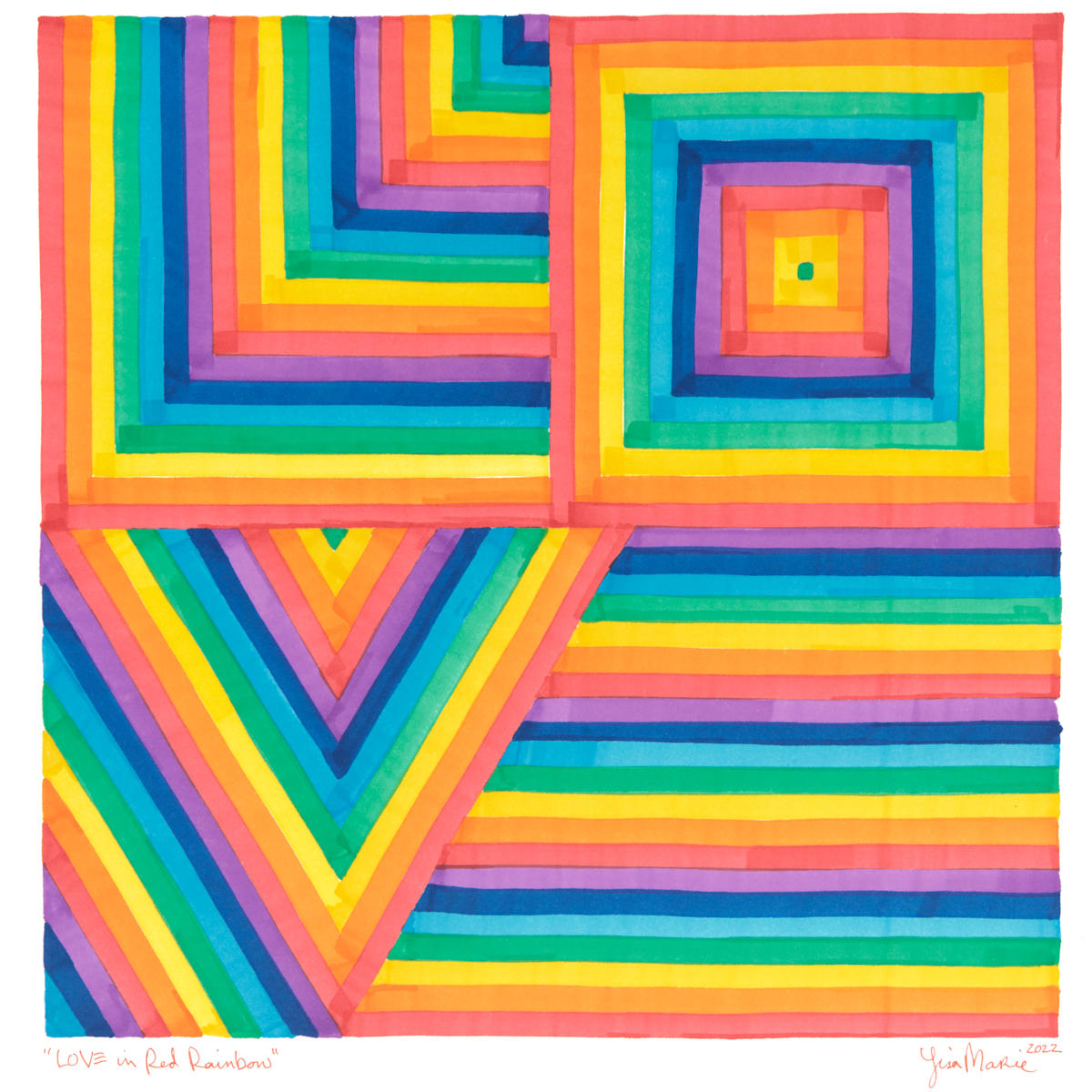 LOVE in Red Rainbow by Lisa Marie Studio, Image 1.