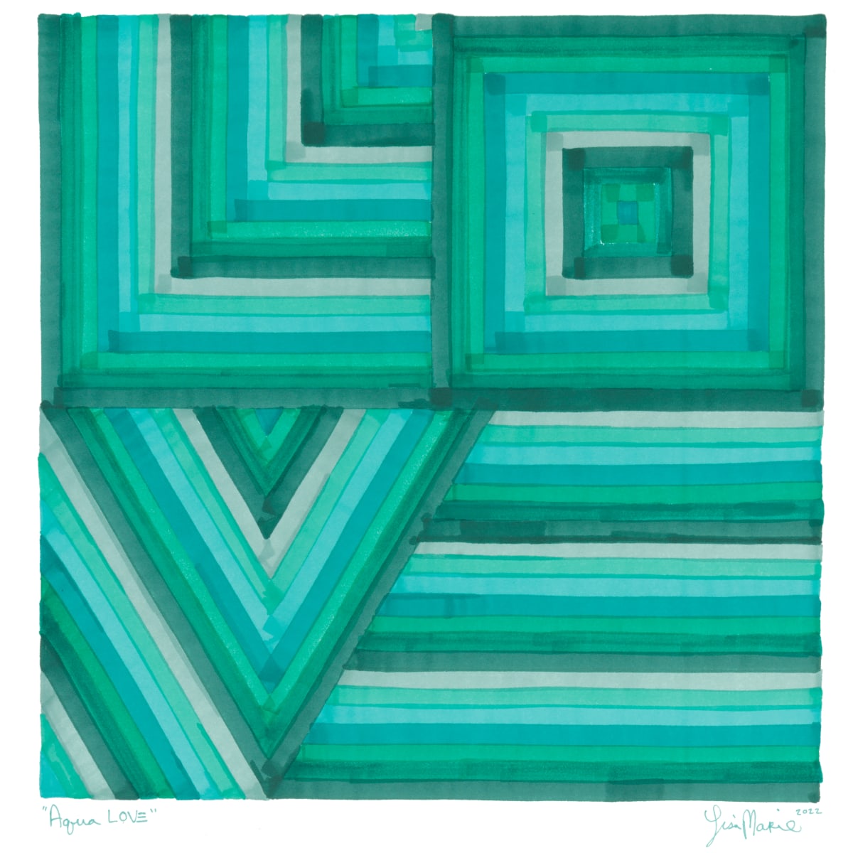 LOVE in Aqua by Lisa Marie Studio 