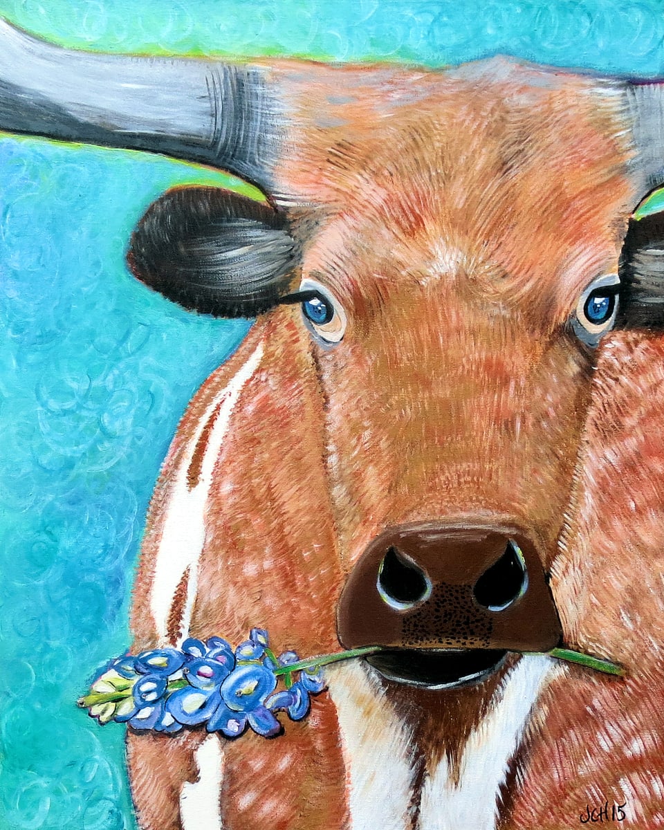 Longhorn with Bluebonnet 2015 