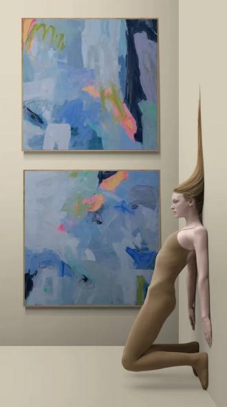 Free Falling Diptych by Lori Johnson Fine Art, Image 1.