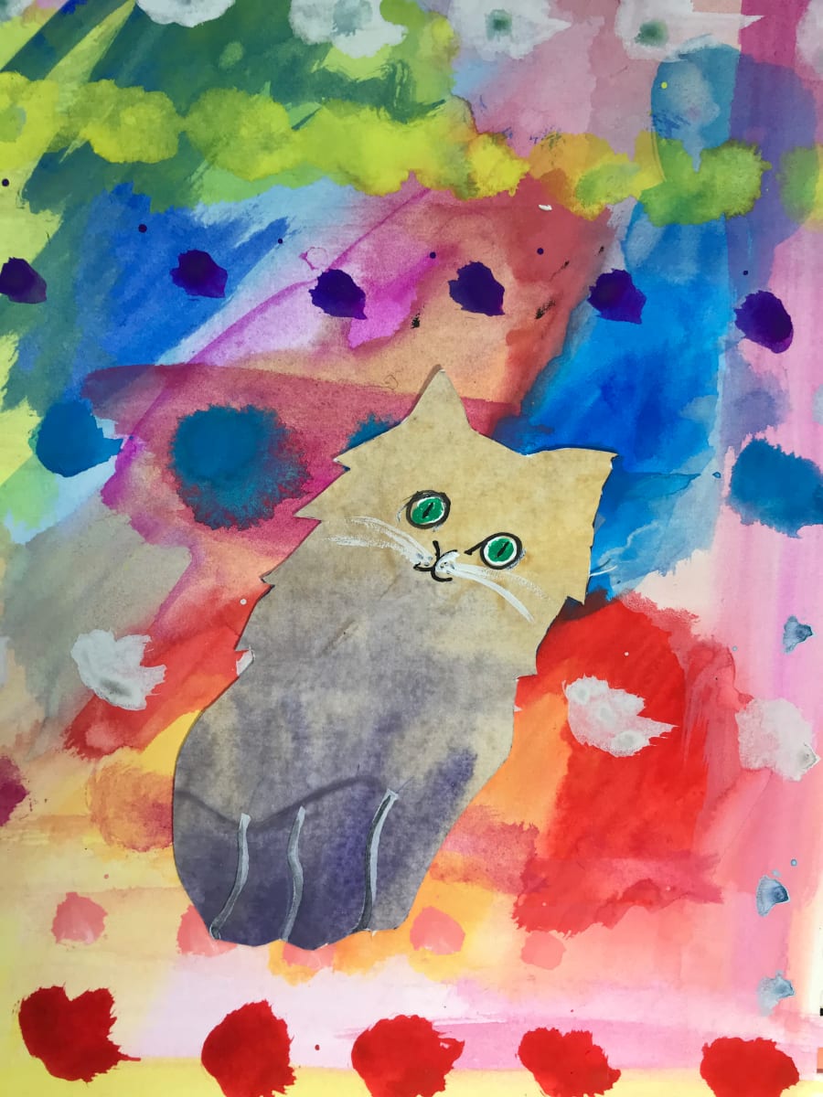Wonderland Cat by Suzy Johnson  Image: Mixed media watercolor/encaustic
