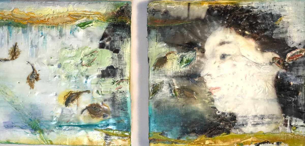 Across by Suzy Johnson  Image: Diptych encaustic painting 8x18x1.5