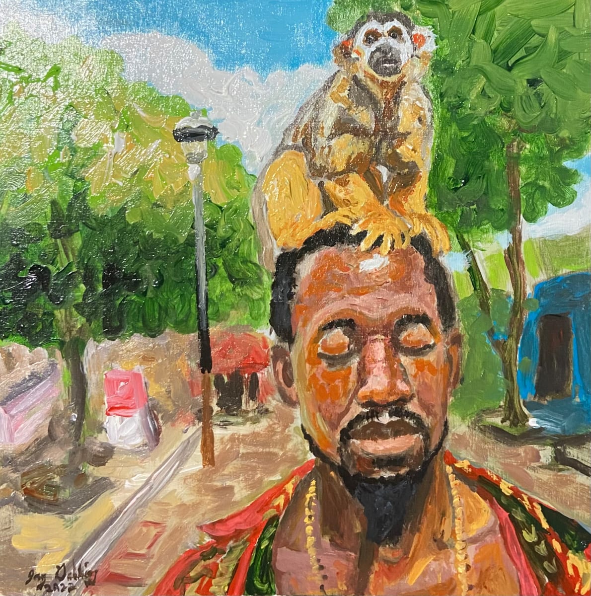 Self Portrait with a Monkey by Jay Golding 