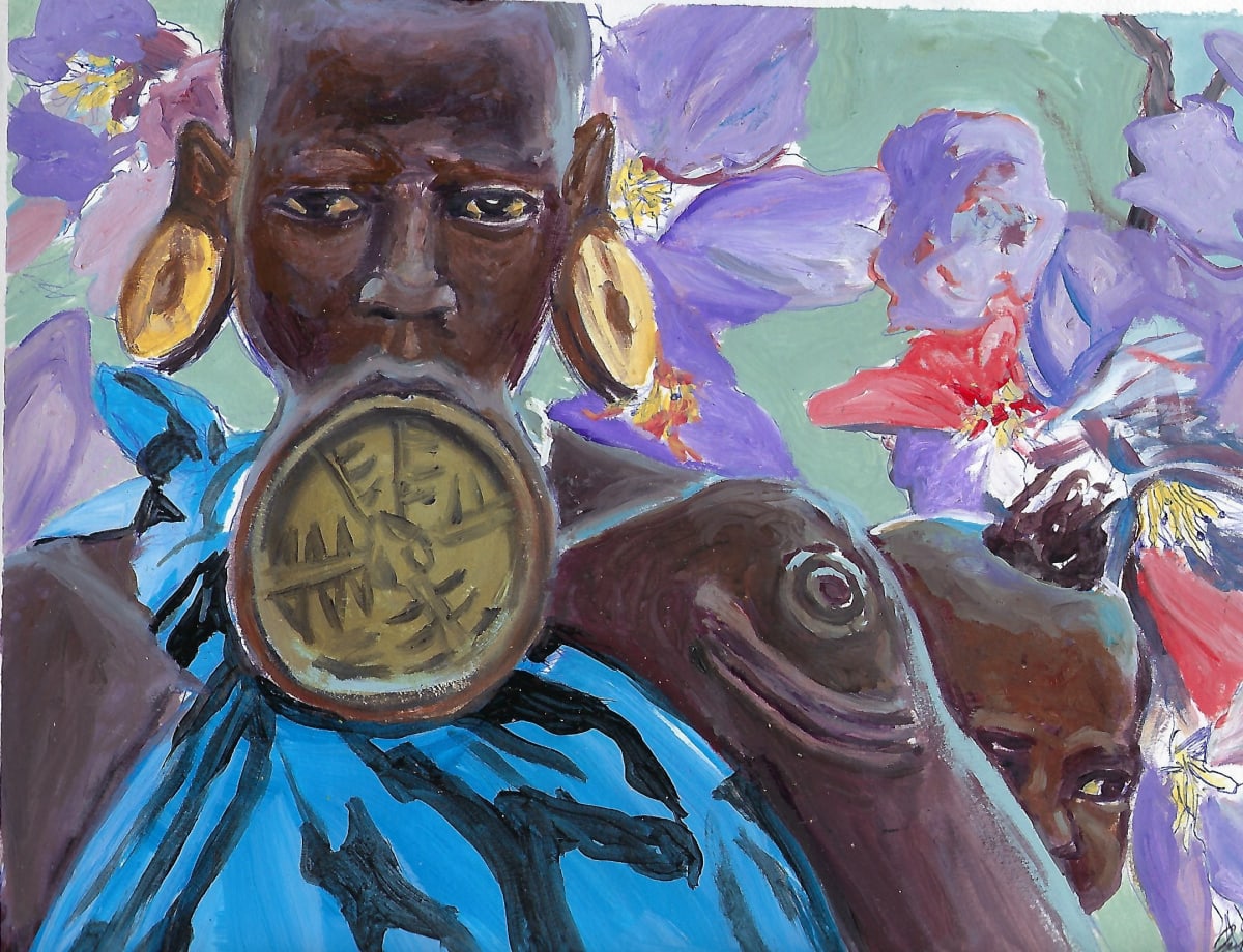 Mursi Woman with Flowers 