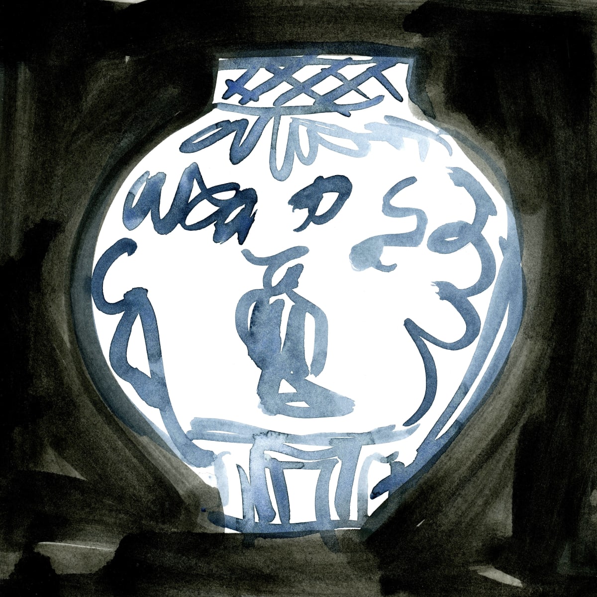Beautiful Beginnings | Blue and White #1 by JJ Hogan  Image: Chinoiserie-inspired watercolor