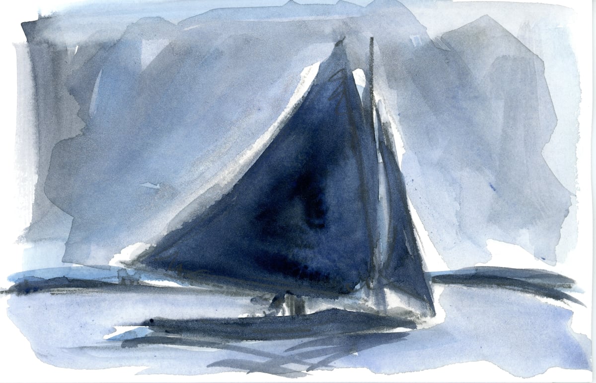 Share awesomeness with others by JJ Hogan  Image: Nautical-inspired Payne's grey and white watercolor; honey wood frame, matted under glass. Perfect gift for river, lake or coastline lovers.