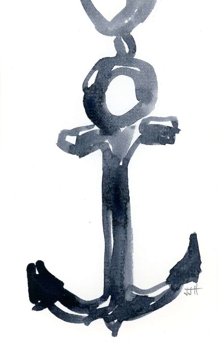 Hope anchors the soul by JJ Hogan  Image: Nautical-inspired ships anchor; black wood frame, matted under glass.