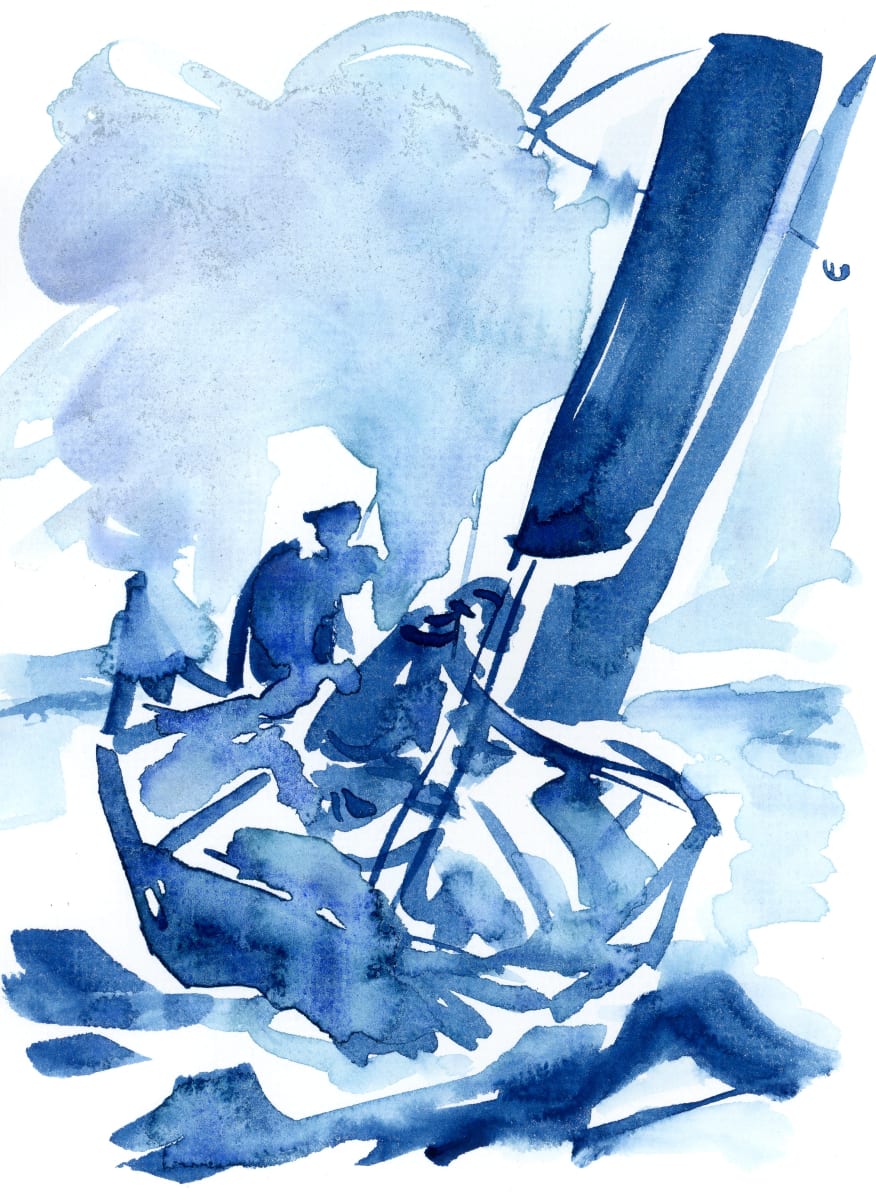Get to know the deeper nature of a person, and relate to them on that level. by JJ Hogan  Image: Nautical-inspired blue and white watercolor; silver wash natural wood frame, showcased in oversized gallery mat under glass.
