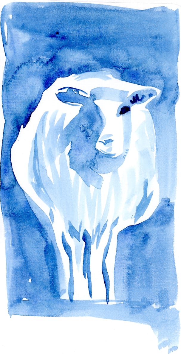 Trust your journey by JJ Hogan  Image: Farm animal-inspired blue and white watercolor