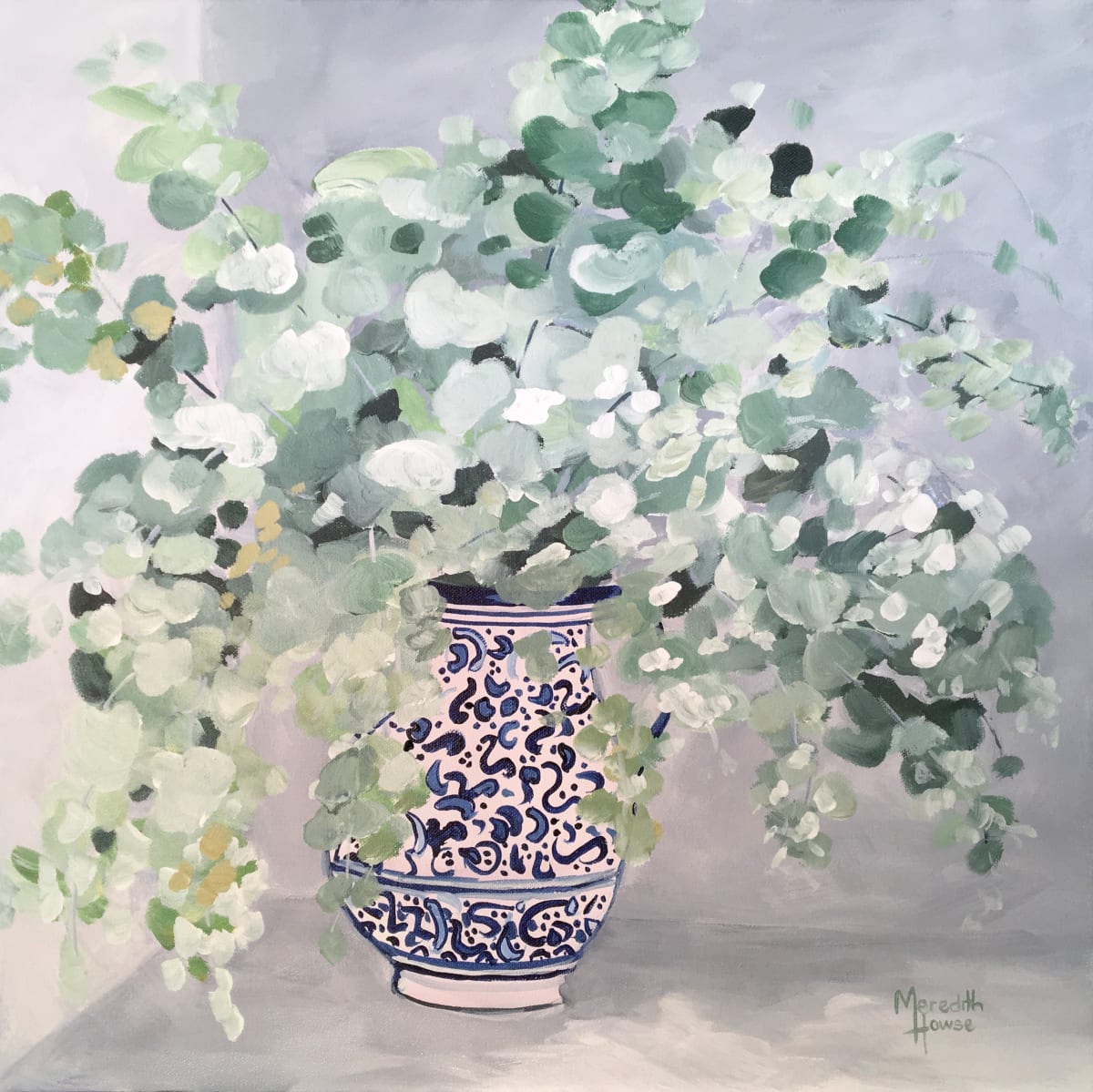 Eucalyptus in Blue Jug by Meredith Howse Art 