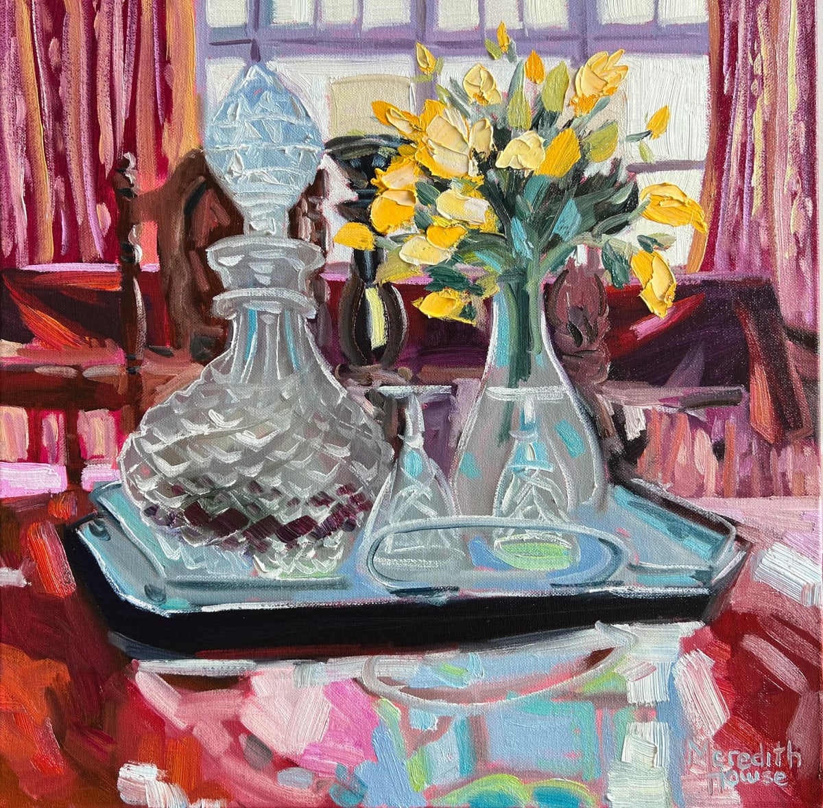 Yellow Flowers and Crystal by Meredith Howse Art 