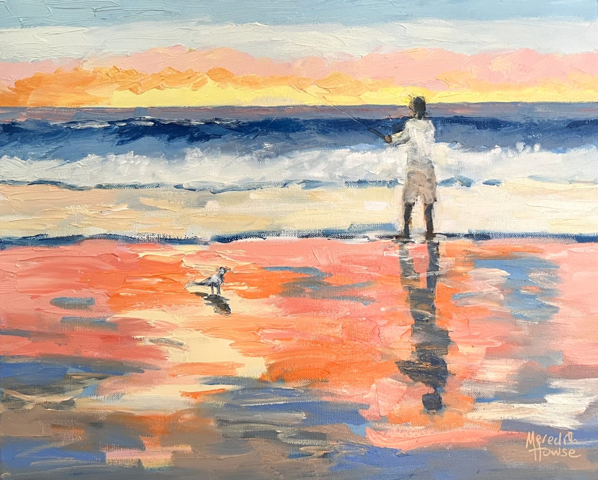 Fishing the Shallows at Main Beach by Meredith Howse Art 