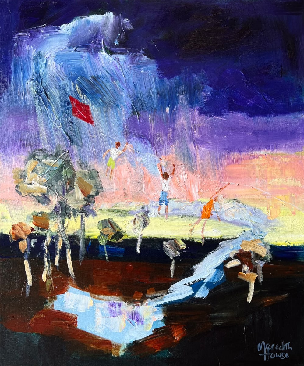 Kite Flying Kids by Meredith Howse Art, Image 1.