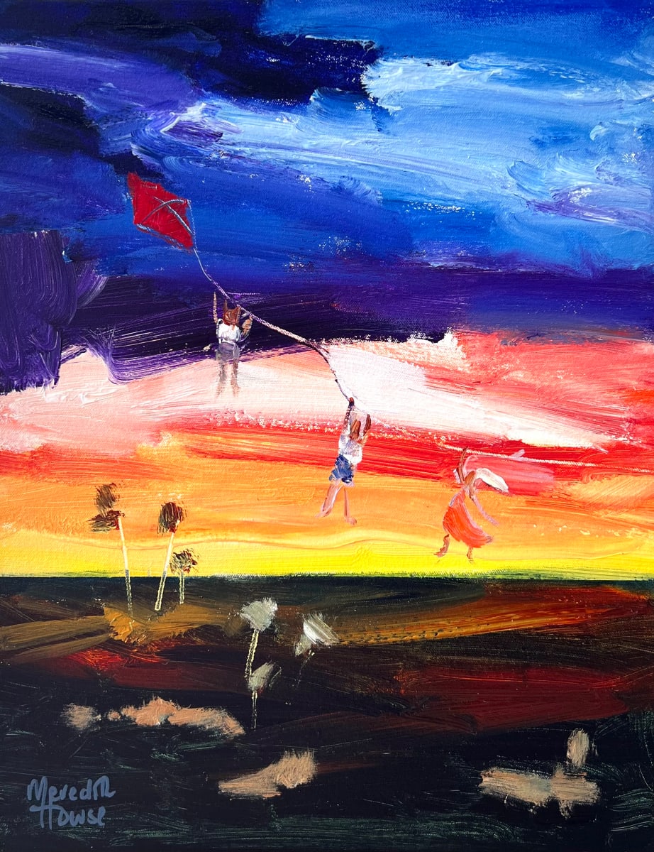 Kite Flying Kids over the Outback by Meredith Howse Art 