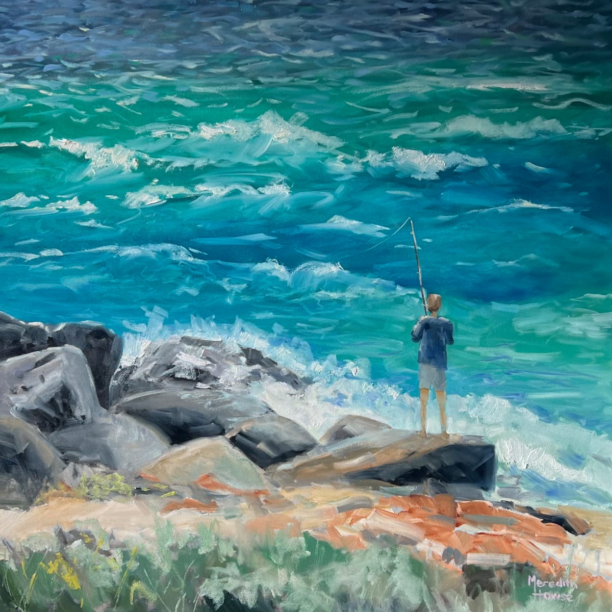 Fishing at Cape Leeuwin Western Australia by Meredith Howse Art 