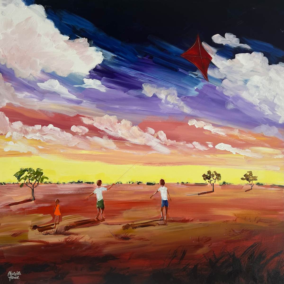 Sunset and the Red Kite by Meredith Howse Art 