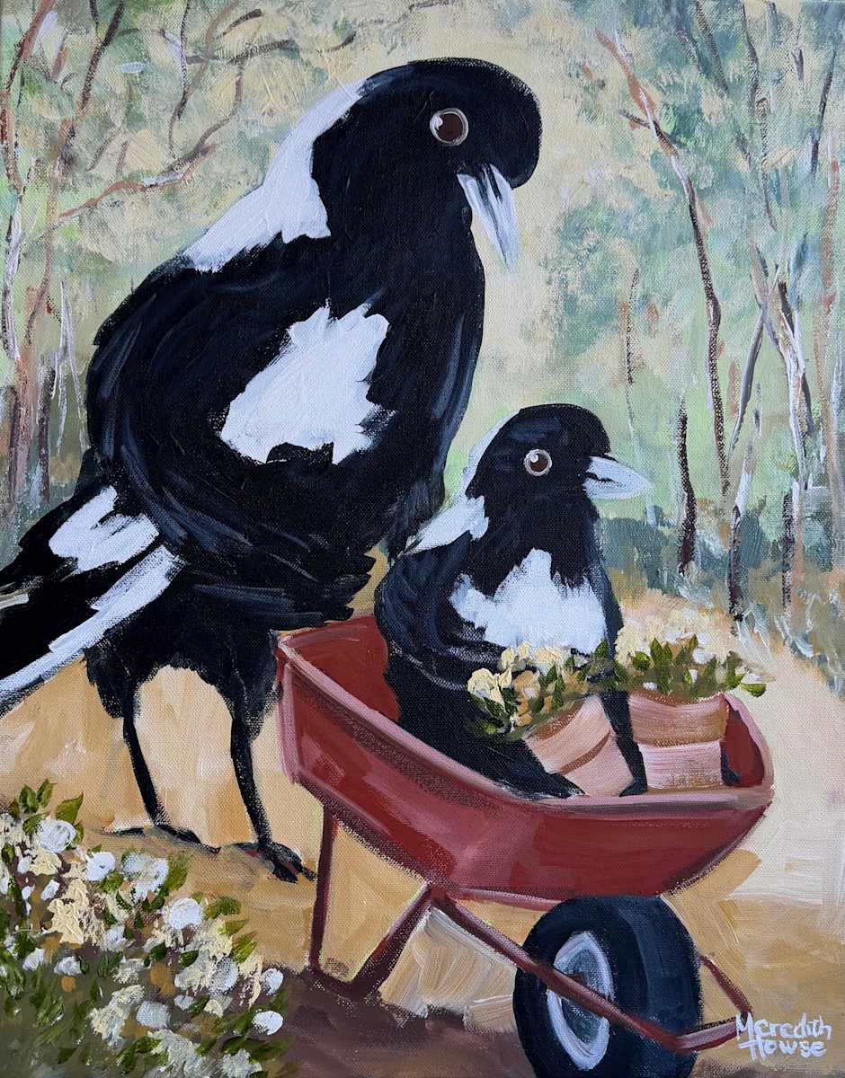 Magpies Garden by Meredith Howse Art, Image 1.