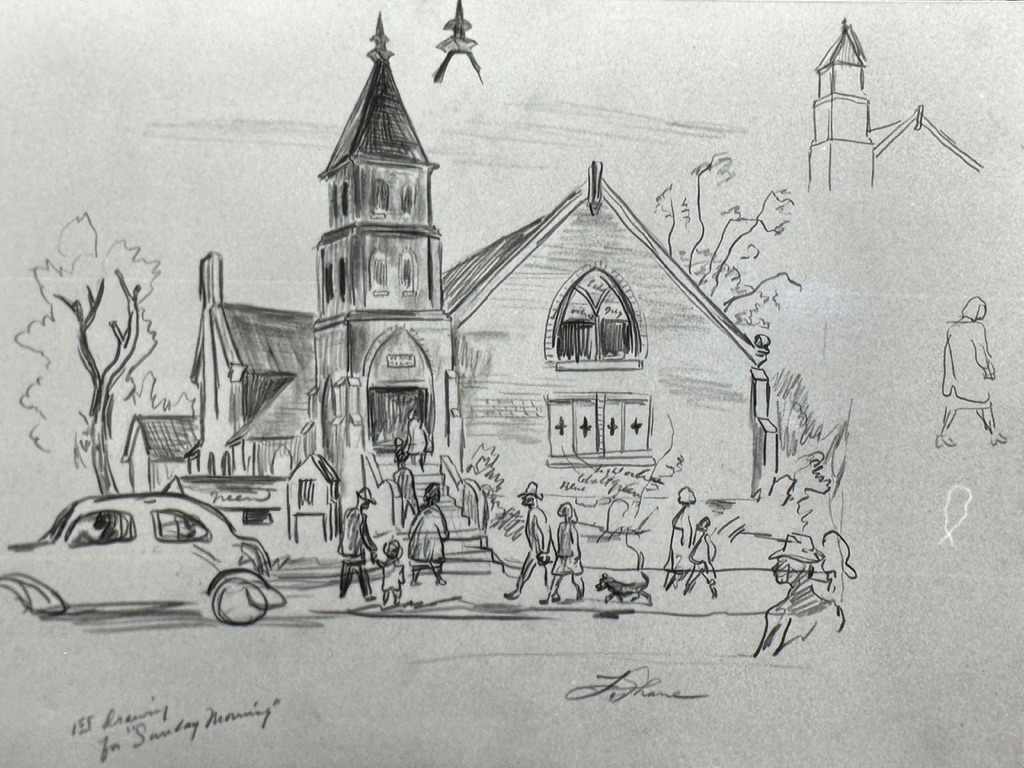 "Sunday Morning, First Drawing" by Fred Shane, Image 1.