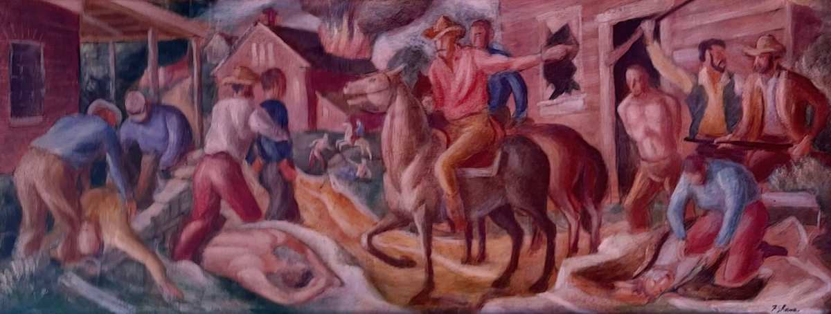 "Quantrill's Raid" The Painting by Fred Shane, Image 1.