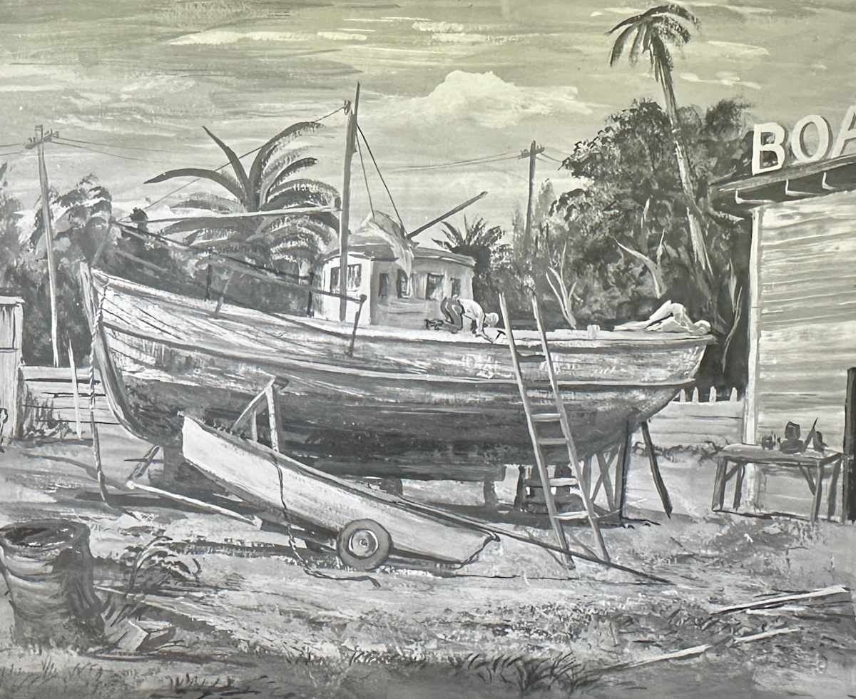 "Boat Repairs with a Ladder" by Fred Shane, Image 1.