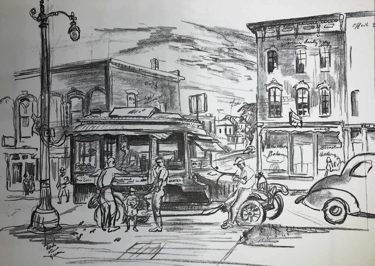 "Hannibal, Missouri, Street Corner" study by Fred Shane, Image 1.