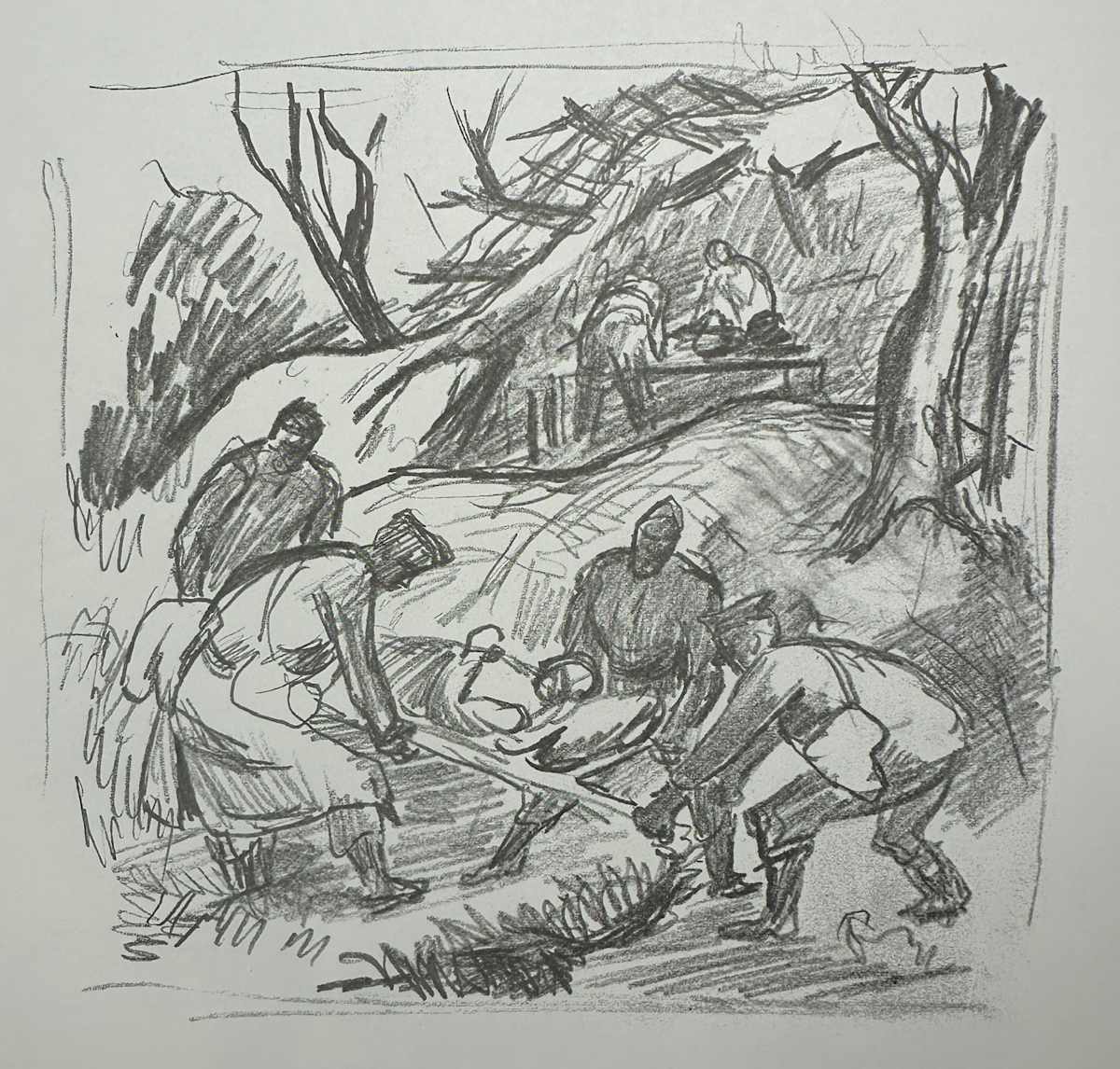 "War: Litter Bearers" by Fred Shane, Image 1.