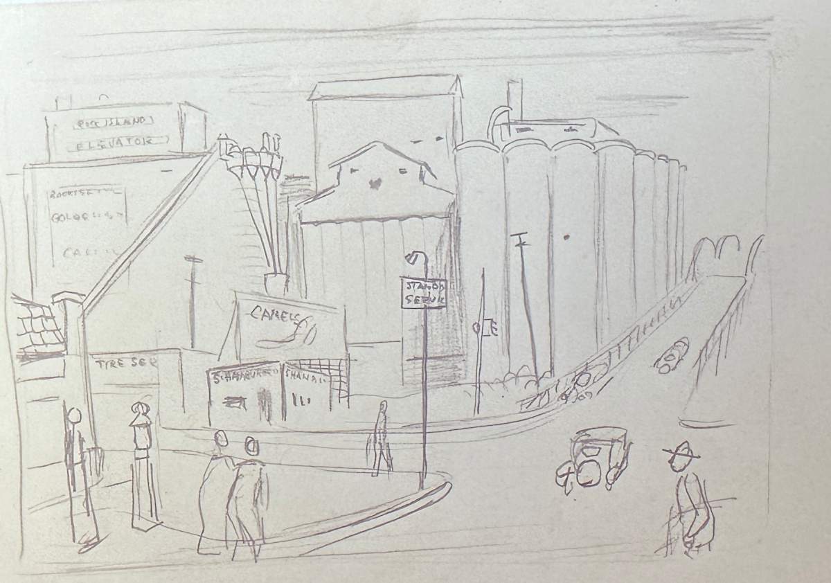 "Katy Elevator, Preliminary Sketch" named by CLL by Fred Shane, Image 1.