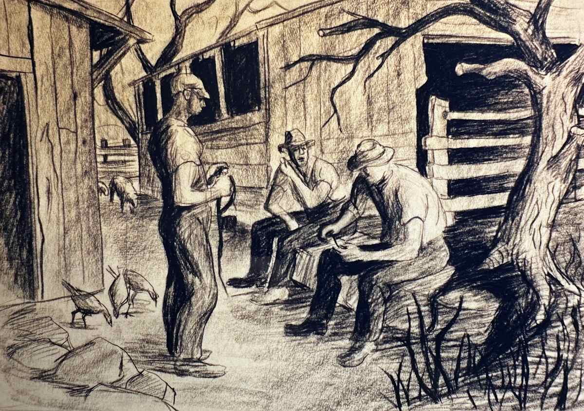 "Men Outside the Barn" named by CLL by Fred Shane, Image 1.