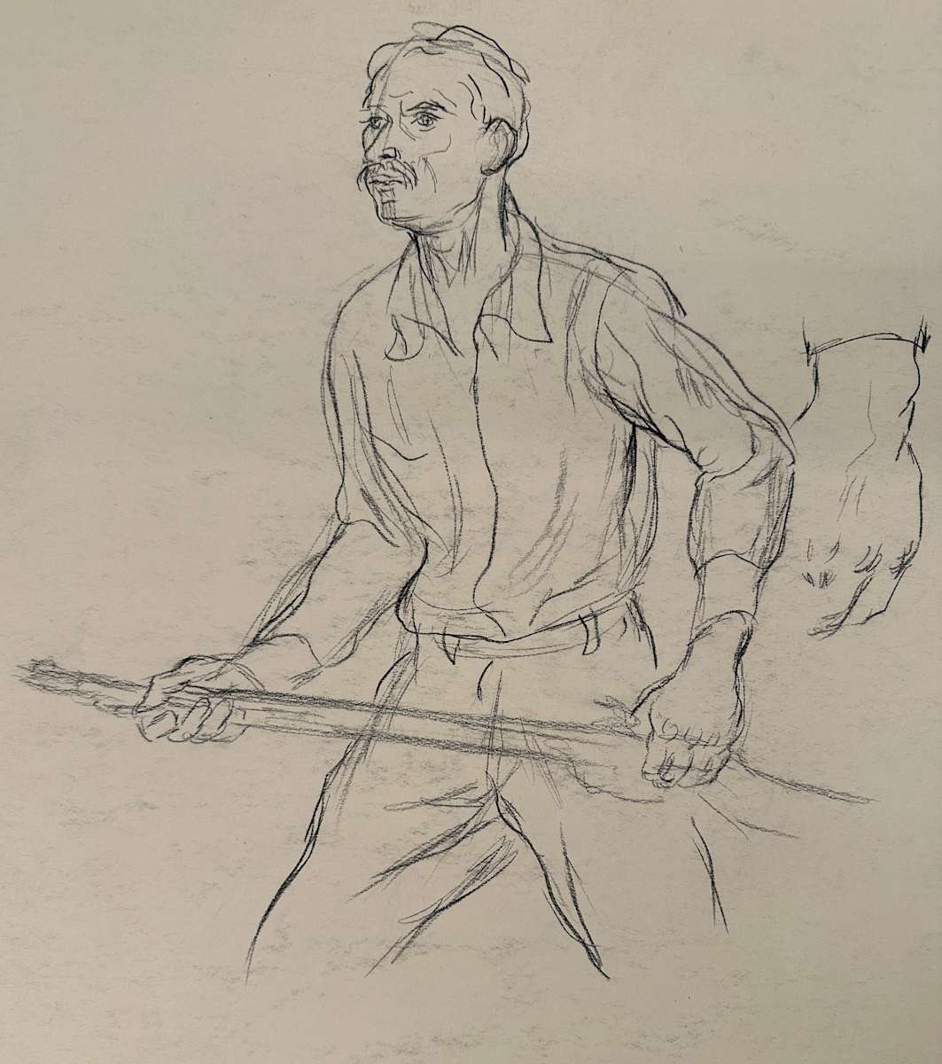 "Quantrill's Raid: Man Advancing with Rifle" named by CLL by Fred Shane, Image 1.