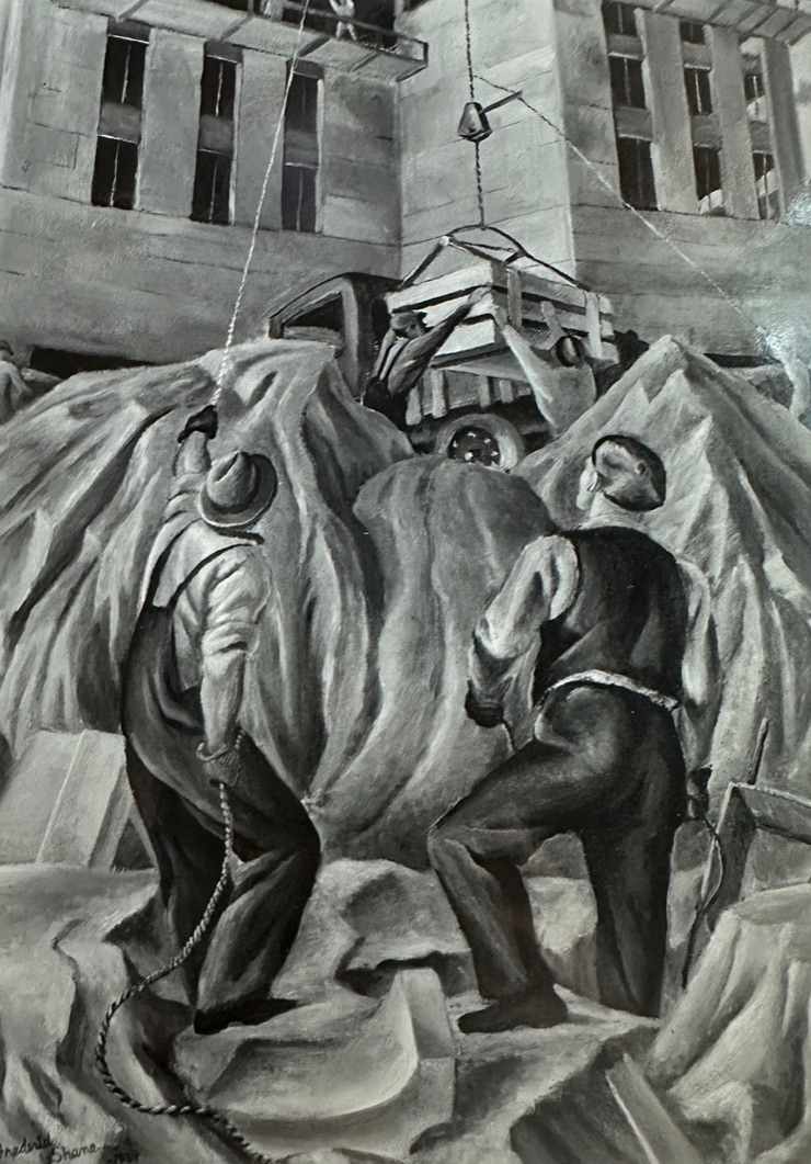 "Study for Mural: Construction-Stone Setting" by Fred Shane, Image 1.