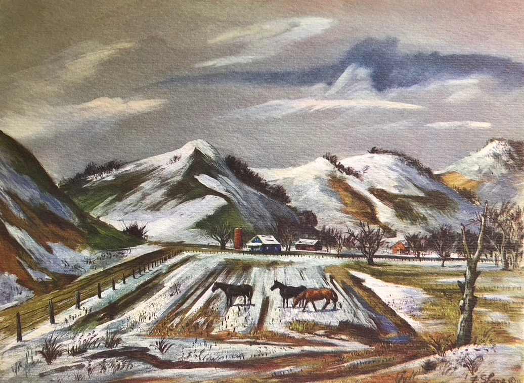 "Winter Landscape: Horses" named by CLL by Frederick Emmanuel  Shane aka "Fred Shane", Image 1.