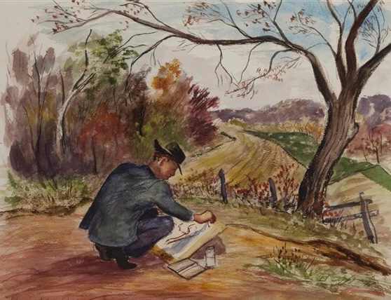 "Lawrence Adams Sketching" by Fred Shane, Image 1.