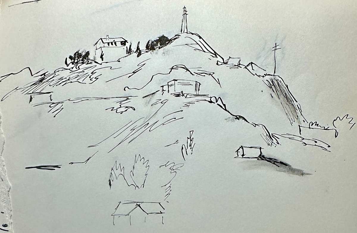 "Mountain with Power Lines, Rough Sketch" by Fred Shane, Image 1.