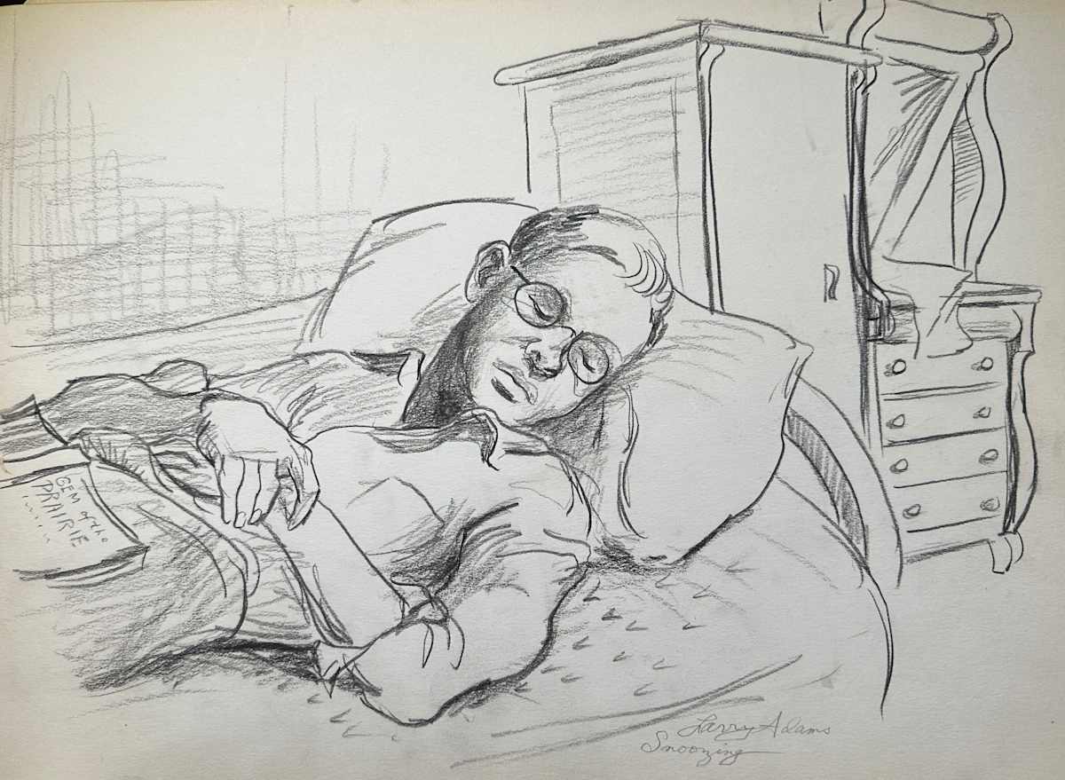 "Larry Adams Snoozing" by Fred Shane, Image 1.