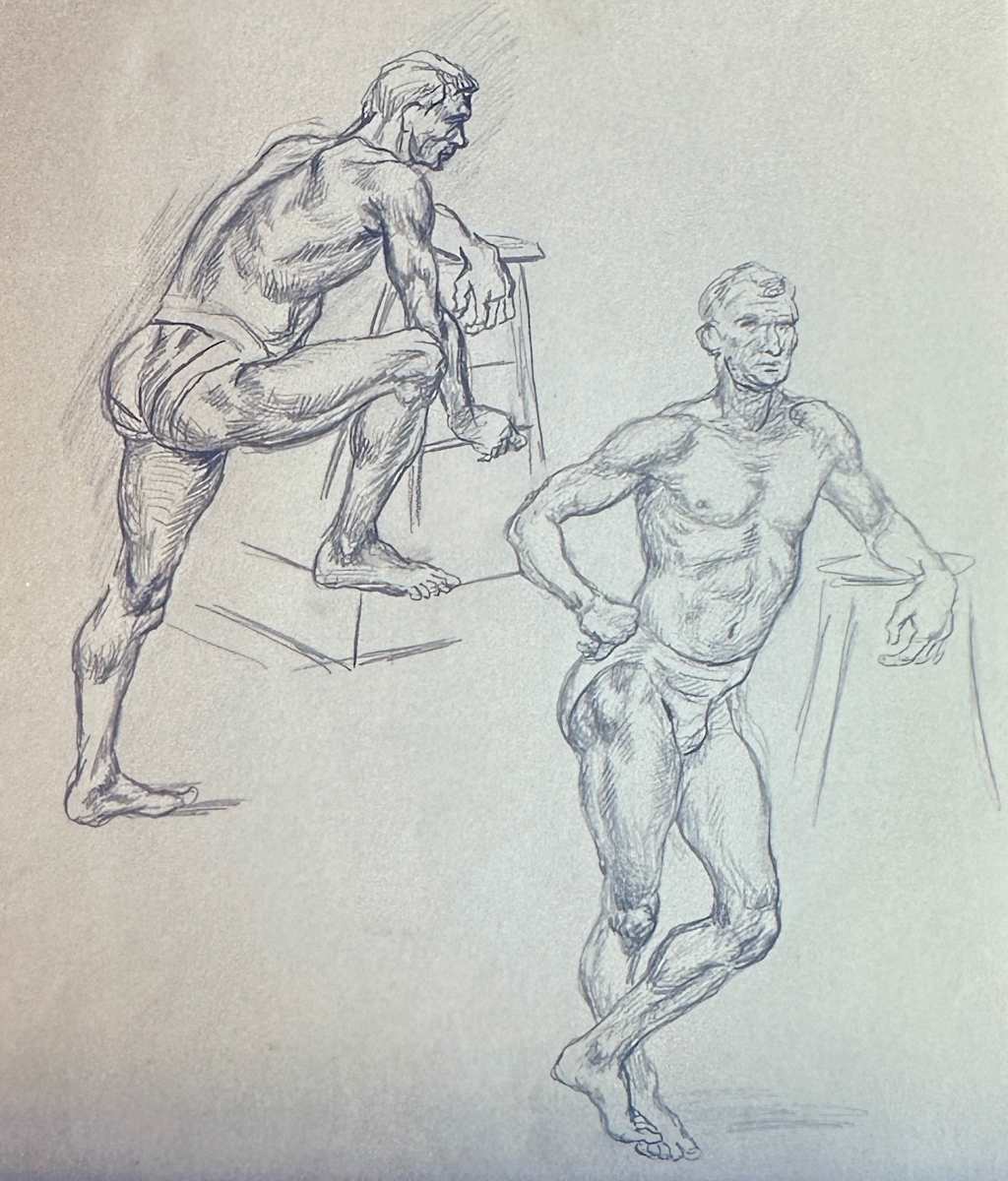 "Figure Study: Two Standing Poses" named by CLL by Fred Shane, Image 1.