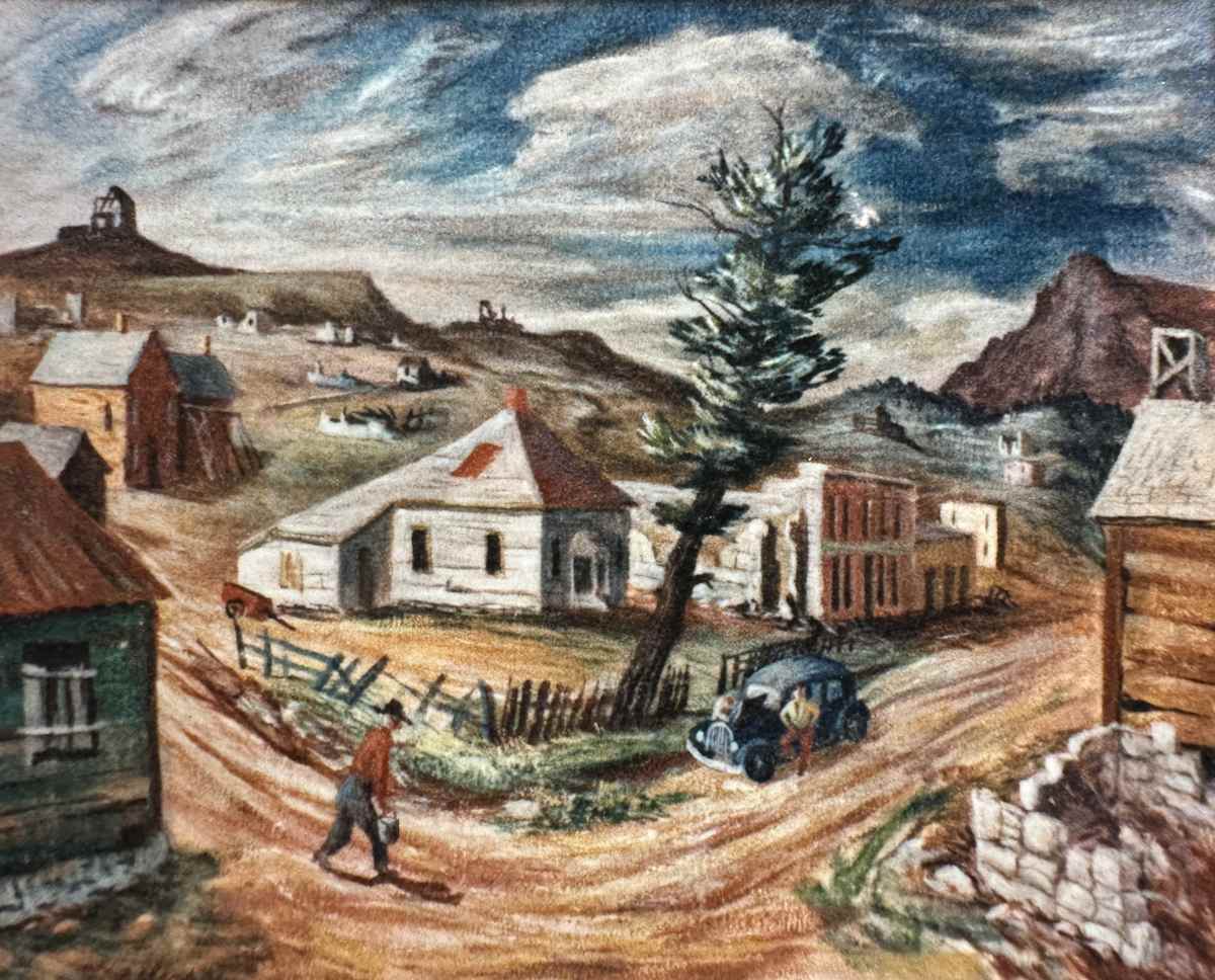 "Small Town with a Leaning Tree" named by CLL by Fred Shane, Image 1.
