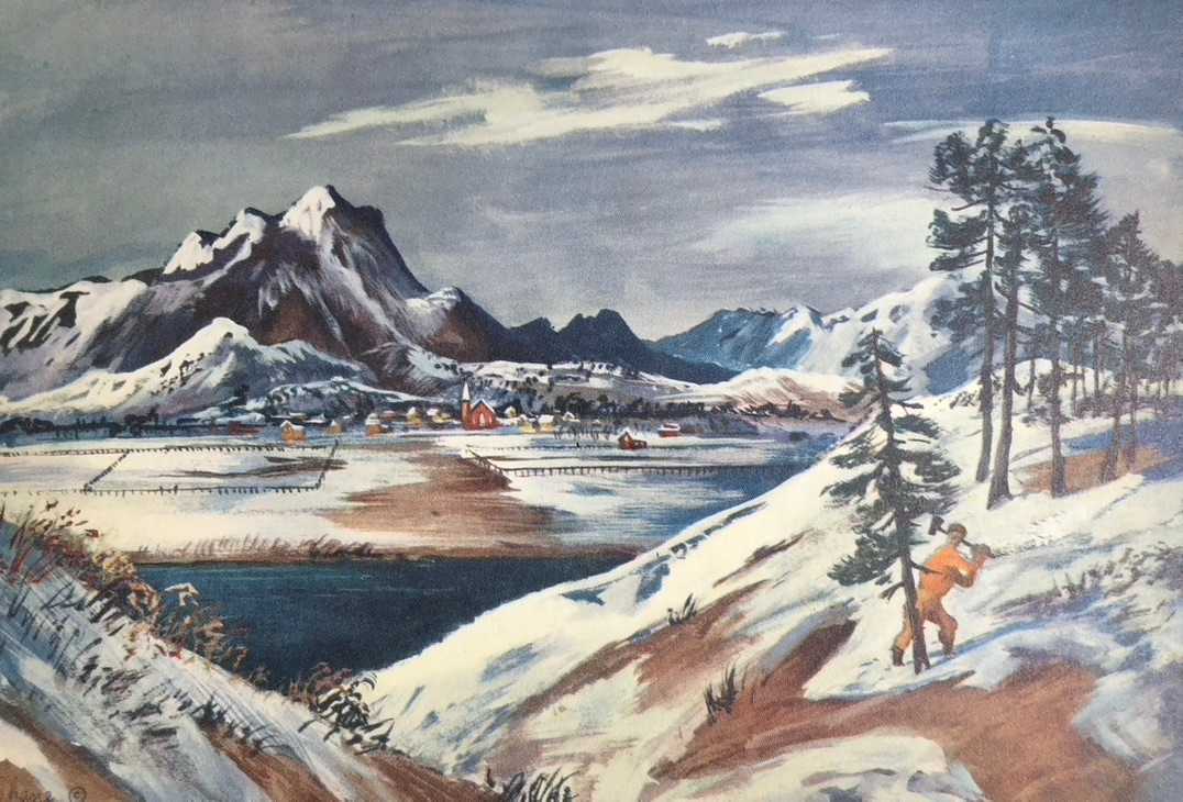 "Winter Landscape: Cutting the Christmas Tree" by Fred Shane, Image 1.
