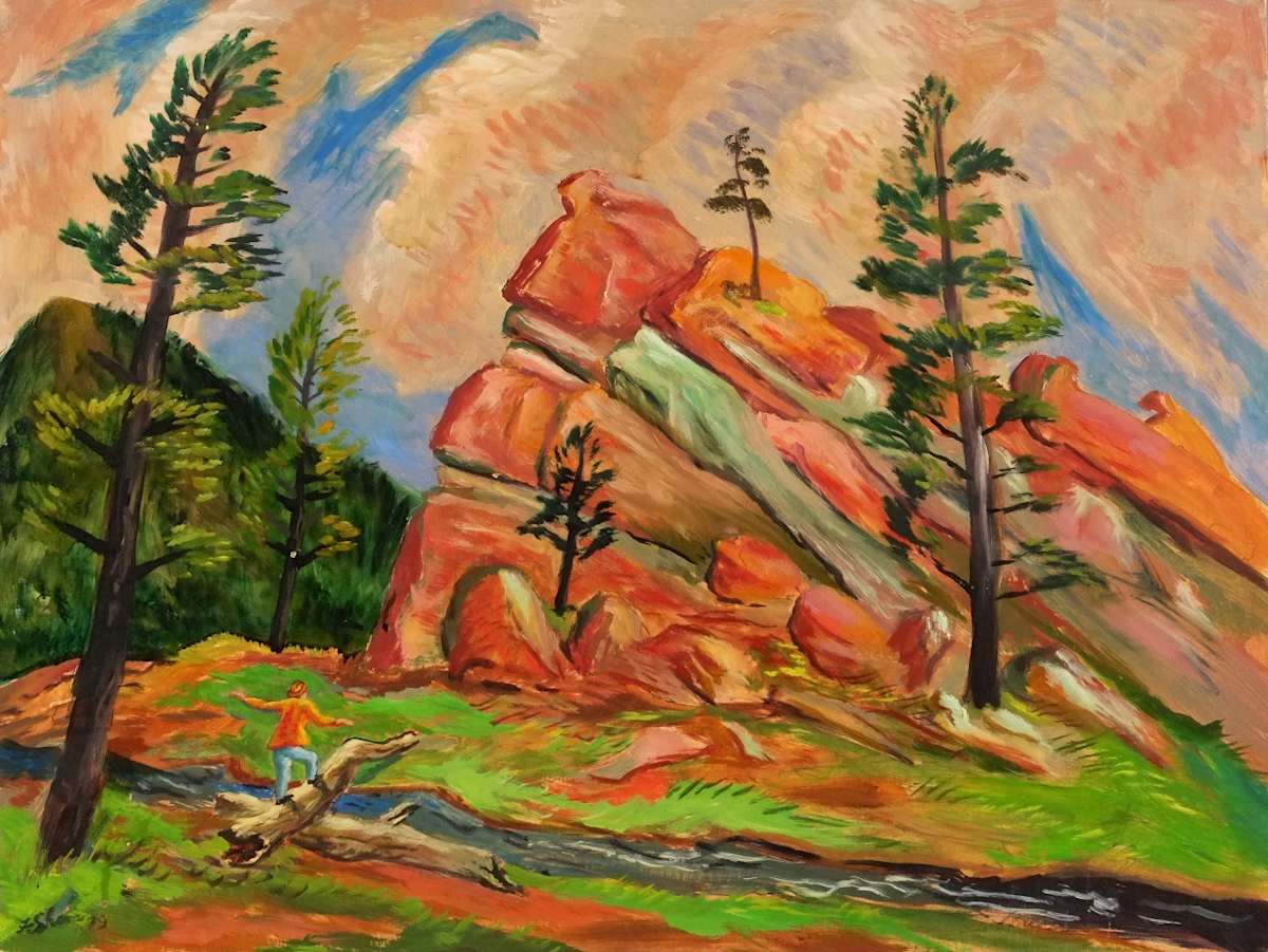 "Hiker at Red Rock" by Fred Shane, Image 1.