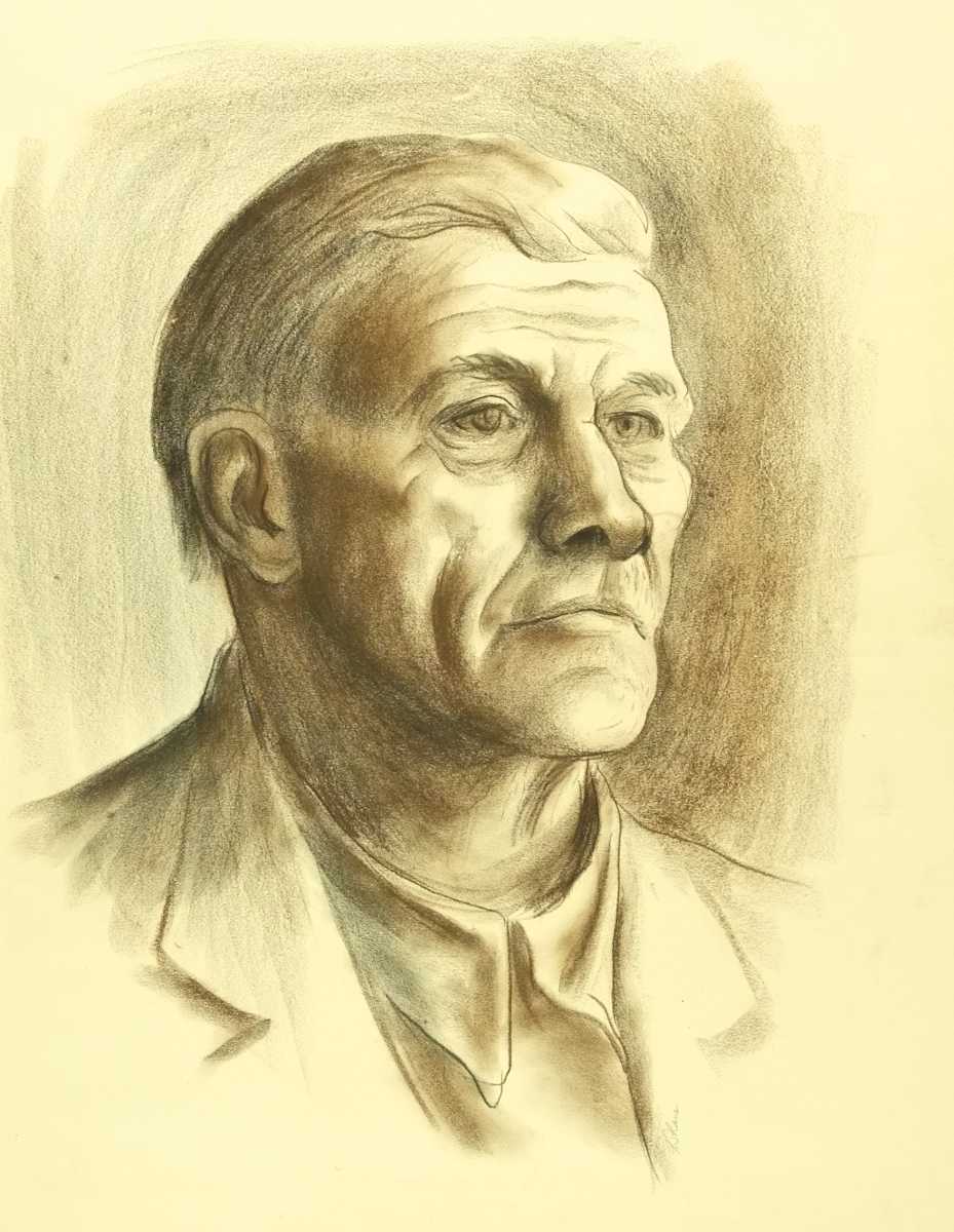 "Portrait: Man In Orange Shirt" study by Fred Shane, Image 1.