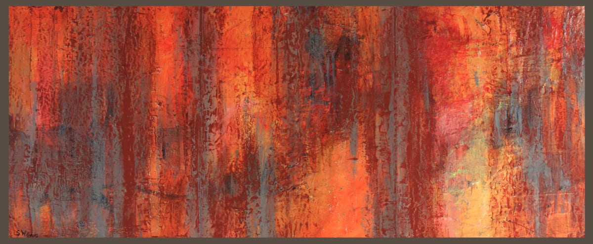 Sunset Shadows by Shirley Williams  Image: Sunset Shadows framed, narrow orange painting