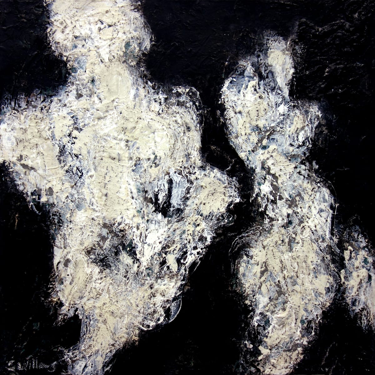 Dancing Clouds -1 by Shirley Williams  Image: Dancing Clouds is a black and white abstract on canvas