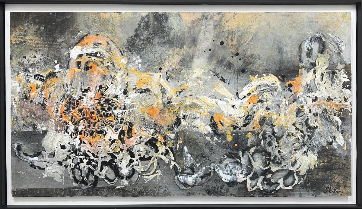 Glowing Sunrise by Shirley Williams  Image: Float Framed large Glowing Sunrise mixed media painting